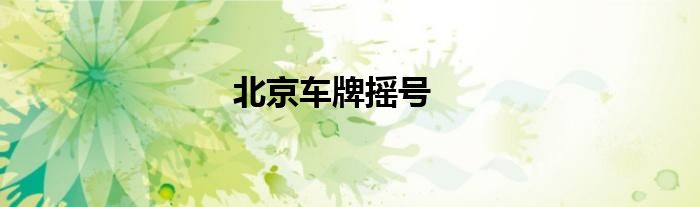 北京车牌摇号