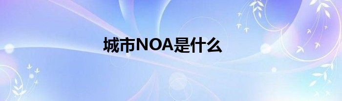 城市NOA是什么