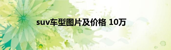suv车型图片及价格 10万