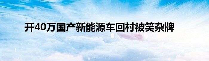 开40万国产新能源车回村被笑杂牌