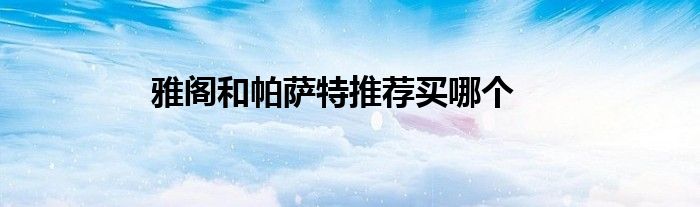 雅阁和帕萨特推荐买哪个