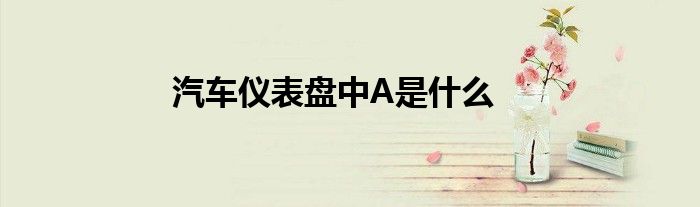 汽车仪表盘中A是什么