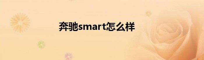 奔驰smart怎么样