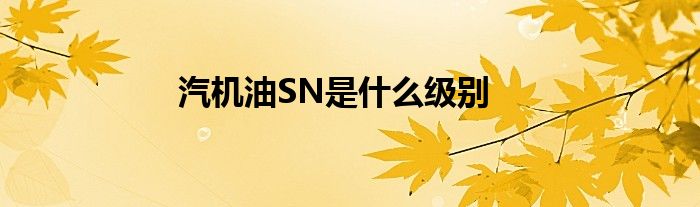 汽机油SN是什么级别