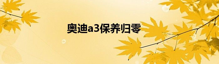 奥迪a3保养归零