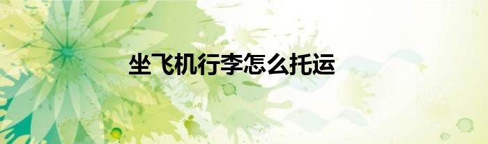 坐飞机行李怎么托运
