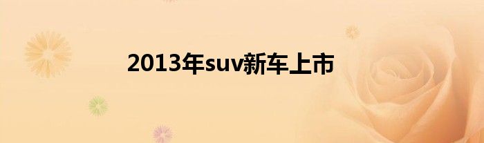 2013年suv新车上市
